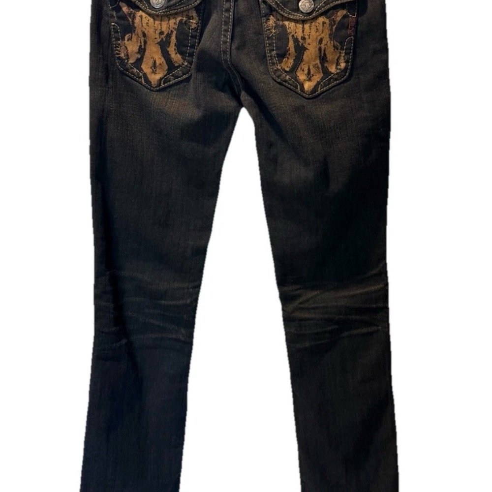 Mek Denim Womens Santiago Straight Leg Jeans Dark Distressed 26x34 Y2K VINTAGE